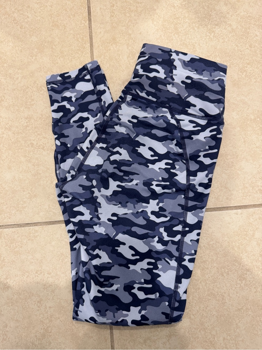 Fabletics Blue Gray Camo High-Waisted Leggings